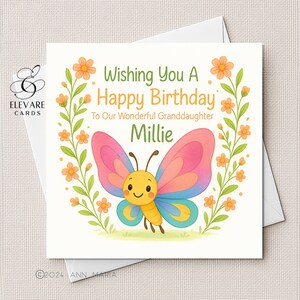 Carte mignonne de papillon | Affiche. Pastels pour chambre d'enfant conçus et personnalisés, fils, fille, petite-fille et petit-fils. Carré de haute qualité. 6x6-8x8