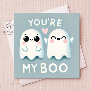 Biglietto d'auguri/stampa poster di Halloween con simpatico fantasma Boo, il più carino sei tu, bizzarro, stravagante, originale / 6x6 8x8 Deluxe di alta qualità lucida