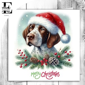 Pointer Dog, um chapéu de Natal. Um cartão de Natal divertido para todos os amantes de cães. Ela ou ele. Escolha personalizar 6x6 8x8,6 5x5 Compra em massa.