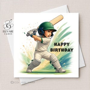Englische Cricket Jungen Geburtstagskarte, Sohn, Enkel, Bruder, Neffe Personalisierte Sport Kinder Alles Alter Geburtstag Quadratische Karte Hochwertiges Finish