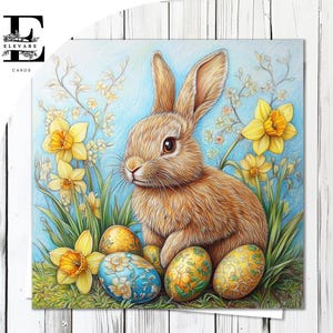 Osterei-Häschen, Frühling Karte | Osterhasen mit Ostereiern - Personalisierte - Lustige Karte/Poster, | Glossy Finish Deluxe High Grade 420g/m²