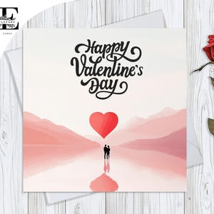 Happy Valentine's Day, Valentinstag Karte | Partner, Verlobte Frau, Ehemann. Aquarell Herz Glossy Deluxe High Grade 420gsm 6x6 8x8"