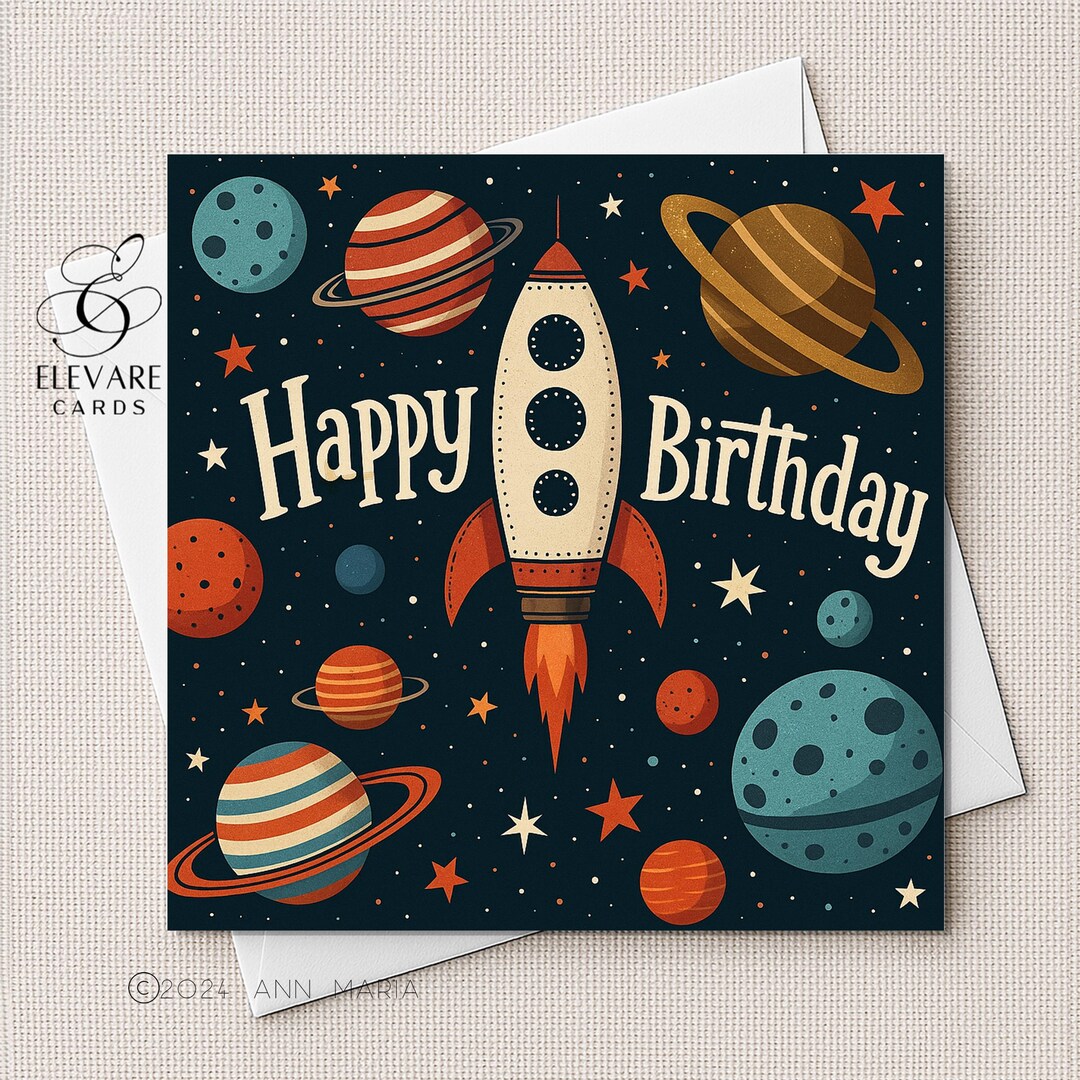 Space & Planets Rocket Happy Birthday Card, Son, Grandson, Brother ...