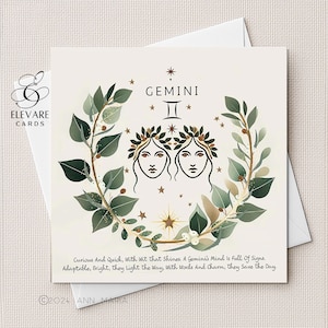 Segno zodiacale Gemelli, oroscopo e poesia, cartolina/poster/22 giugno e 22 luglio/15x15 cm, carta lucida deluxe di alta qualità, 420 g/m².