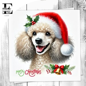 Een kerstkaart poedelhond, leuke huisdierenkaart, hond met kerstmuts. Voor hondenliefhebbers: hem of haar. Kies om aan te passen 6 x 6 8 x 8,6 5 x 5 In bulk kopen.