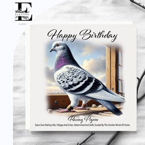 Pombo-correio, pintura de pássaro-correio de pássaro selvagem da floresta do Reino Unido, cartão de felicitações de aniversário com verso 6x6 8x8" Acabamento brilhante Deluxe Top Grade 420gsm