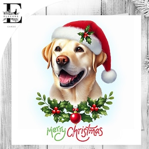 Un labrador crème coiffé d'un chapeau de Noël. Une carte de Noël amusante pour les amoureux des chiens. Elle lui, choisissez, personnalisez 6 x 6 8 x 8,6 5 x 5 Achat en gros