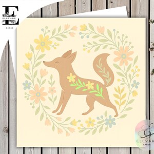 Carte et poster renard scandinave | Art mural printanier pour chambre d'enfant | Décoration pour enfants | Parfait pour les cartes de qualité encadrées pour une chambre d'enfant ou une chambre d'enfant
