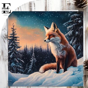 Renard des neiges roux | d'art/affiche d'animaux renversants | Pour toutes les occasions, personnalisable, lui, elle. Carte de qualité supérieure 6 x 6 8 x 8, 6 5 x 5 en vrac