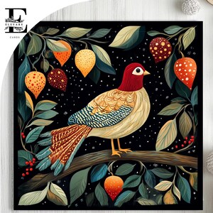 Pernice su un albero di pere. Mamma e papà, moglie e marito biglietto di Natale. Scegli Personalizza, biglietto anteriore e interno 6x6 8x8,6 5x5 RISPARMIA Acquisto all'ingrosso