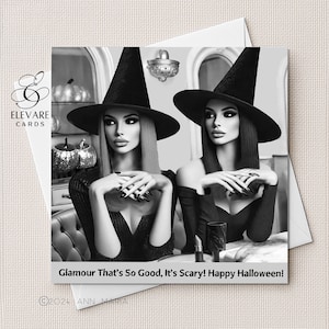 Carta lucida Deluxe 420 g/m² personalizzata per auguri di compleanno, Halloween, streghe glamour, salone di bellezza, capelli, unghie e trucco - Dimensioni: 5x5 6x6 8x8