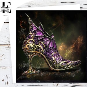 Gothic Dekoriert Hexen Schuh Dark Halloween Impression Malerei Blank Geburtstagskarte 15x15 8x8 "Hochglanz Deluxe Grade 420gsm Kann Anpassen