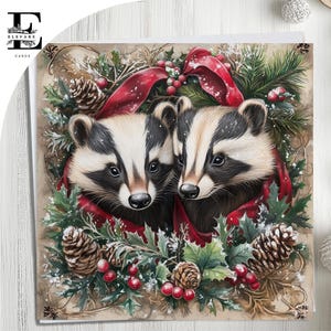 Woodland Badgers Biglietto di Natale, mamma e papà, moglie marito, fidanzato. Scegli Personalizza, biglietto anteriore e interno 6x6 8x8,6 5x5 RISPARMIA Acquisto all'ingrosso