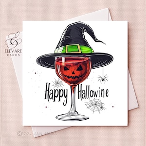 Biglietto d'auguri di Halloween con cornice, divertente, eccentrico, stravagante e funky, stampa poster, 15x15 cm, lucido di alta qualità.
