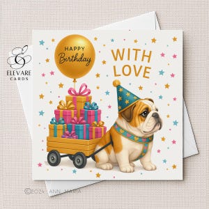 Personalised British Bulldog Dog, Birthday Presents Card | Poster | For All Dog Lovers, Her, Him, Options | 6x6 8x8 11.5X11.5 BULK Options