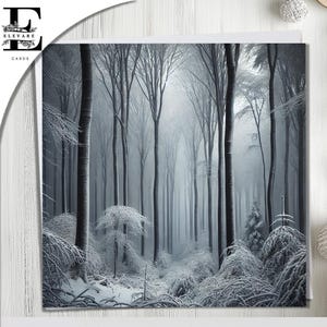 Belle scène de forêt d'hiver, illustration de neige de carte de Noël de campagne anglaise. Carte vierge à personnaliser. Formats 6x6 8x8,6 5x5 En vrac
