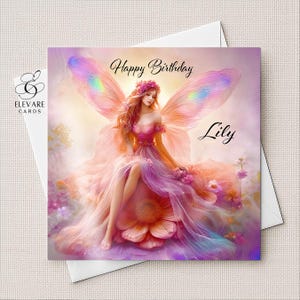 Personalisierte Blumenfee Karte | Poster für Mama, Mutter, Mama, Oma, Muttertag, Geburtstag. 6x6", 8x8"| Glanz Deluxe High Grade 420g/m²