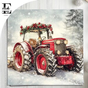Un biglietto di Natale trattore rosso, Buon Natale mamma e papà, coppia adorabile. Scegli di personalizzare, biglietto anteriore e interno 6x6 8x8,6 5x5 RISPARMIA Acquista