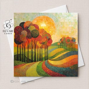 A Mudança das Estações, Arte das Árvores Coloridas do Outono. Cartão de Saudações | Impressão em Pôster | Opções Personalizadas de Qualidade Deluxe + Tamanho 13x14x15 cm.