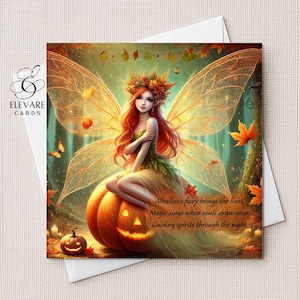 Herbst Kürbis Fee Karte oder Poster | Personalisiert für Mama, Tochter, Freund, Nan Schwester. | 6x6 ", 8x8" Gloss Quality Finish Deluxe 420gsm