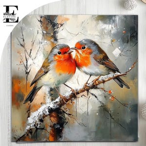 Biglietto di Natale con coppia di pettirossi, Buon Natale mamma e papà, coppie. Scegli di personalizzare il biglietto anteriore e interno 6x6 8x8,6 5x5 RISPARMIA Acquista all'ingrosso