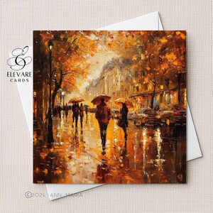 d'art impressionniste | Affiche imprimée | L'automne, une promenade un jour de pluie dans la ville de Londres | Options personnalisées de haute qualité. 5x5 6x6 8x8"