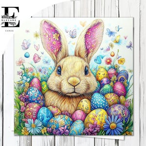 Osterei-Häschen, Frühling Karte | Osterhasen mit Ostereiern - Personalisierte - Lustige Karte/Poster, | Glossy Finish Deluxe High Grade 420g/m²
