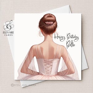 Danseuse de ballet, jeune fille, carte d'anniversaire personnalisée | Poster Petite-fille, fille, soeur. Finition de luxe haute finition 6 x 6/8 x 8 po. 420 g/m²