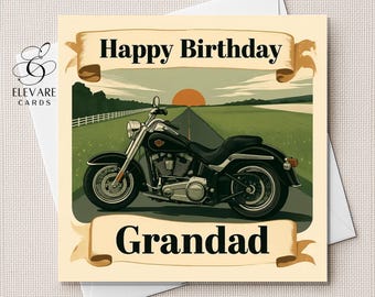 Vintage Motorbike. Birthday Card Motorbike for Dad Son Brother Grandad, Father's Day.  6x6" 8x8" | Glossy Finish Deluxe High Grade 420gsm
