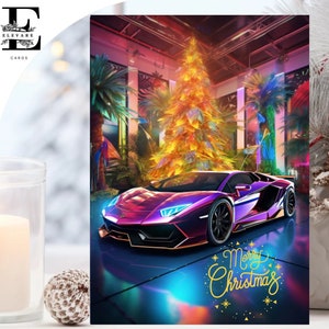 Voiture de sport rapide personnalisée de luxe, carte de Noël pour homme, père fils frère grand-père, à vous de choisir ! Art of Glossy Finish A5 ou A4 et poster