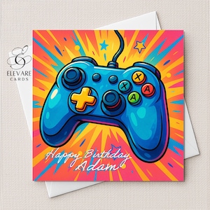 Une carte d'anniversaire/fête des pères pour manette de jeu. Carte personnalisée pour mari, lui, père, fils, petit-fils, partenaire - Square haute qualité. 6 x 6 - 8 x 8 po.