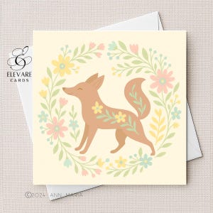 Scandinavian Fox Card & Poster | Spring Folk Art Nursery Wall Art | Kids Decor | Perfect for Nursery, Kids Room Framable Quality Cards