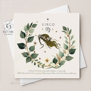 Segno zodiacale della Vergine, oroscopo e poesia, cartolina/poster/dal 21 marzo al 19 aprile/5x5 6x6 8x8" di alta qualità, carta lucida deluxe da 420 g/m²