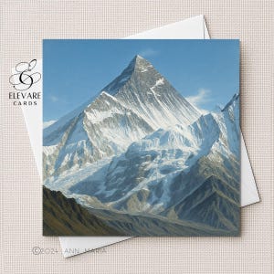 Une peinture à l'huile réaliste du mont Everest. carte d'anniversaire | Affiche. Épouse, fille, petite-fille, sœur, amie 6 x 6,8 x 8 haute qualité 420 g/m²