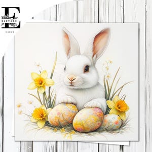 Osterei-Häschen, Frühling Karte | Osterhasen mit Ostereiern - Personalisierte - Lustige Karte/Poster, | Glossy Finish Deluxe High Grade 420g/m²