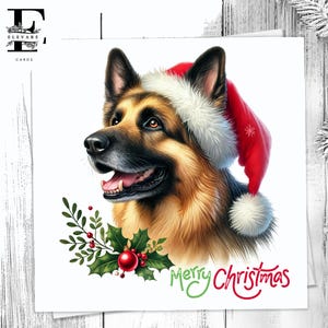 Een kerstkaart voor een Duitse herdershond, een leuke kaart voor een huisdier met een kerstmuts. Voor hondenliefhebbers Hem, haar. Kies om aan te passen 6 x 6 8 x 8,6 5 x 5 In bulk kopen.