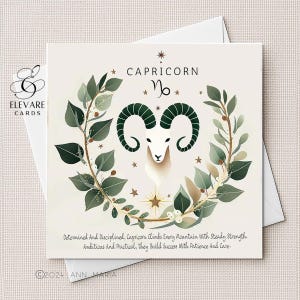 Capricorno Segno zodiacale Oroscopo e poesia Biglietto/Poster/22 dicembre 19 gennaio/6x6 8x8" Qualità Deluxe Gloss 420 gsm