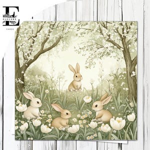 Osterhasen - Frühlingsblumen Karte | Osterhase mit Ostern personalisiert - Lustige Karte oder Poster , | Glossy Finish Deluxe High Grade 420g/m²