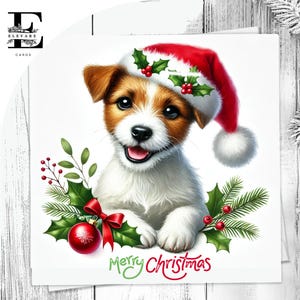 Carte de Noël pour chien Jack Russell Terrier, carte pour animal de compagnie, chien coiffé d'un bonnet de Noel. Les amoureux des chiens, lui, elle, choisissent de personnaliser 6 x 6 8 x 8,6 pouces 5 x 5 cm Achat en gros.