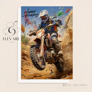 Biglietto di auguri di compleanno personalizzato, sport motociclistico da motocross / per ragazzo, figlio, nipote, fratello Art of Glossy Finish, regalo per un giorno speciale A5/A4