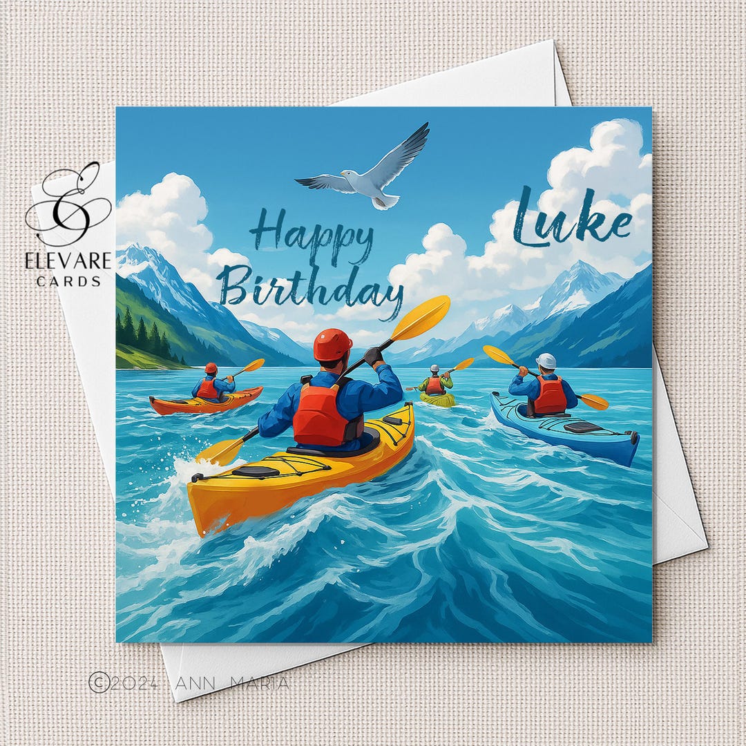 Kayaking Card Kayak, Water Sport Card | Poster. Personalised. for Him, Dad, Son ...