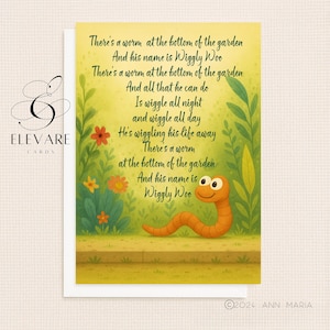 Un ver au fond du jardin est Wiggly Woo. Carte d'anniversaire, petite-fille, petit-fils, fils fille. A5 de luxe brillant de haute qualité 420 g