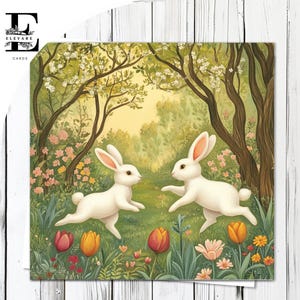 Osterhasen - Frühlingsblumen Karte | Osterhase mit Ostern personalisiert - Lustige Karte oder Poster , | Glossy Finish Deluxe High Grade 420g/m²