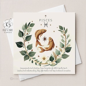 Segno zodiacale dei Pesci, oroscopo e poesia / 19 febbraio e 20 marzo / 5x5 6x6 8x8" di alta qualità, carta lucida deluxe da 420 g/m²