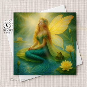 Gemälde von Mermaid Fairy Card - Poster. Personalisiert. Mama, Tochter, Freundin, Schwester. 6x6"oder 8x8" | Glänzendes Finish Deluxe Grade 420gsm