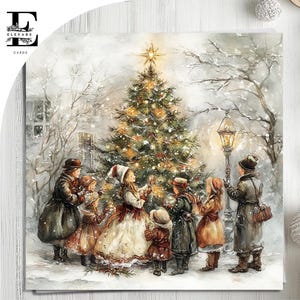 Biglietto di Natale con albero di Natale vittoriano, Buon Natale Nan, mamma, sorella Scegli di personalizzare, Fronte, Biglietto interno 6x6 8x8,6 5x5 RISPARMIA Acquista