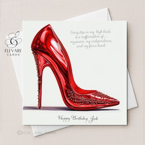 d'anniversaire personnalisée élégante chaussures à talons hauts rouges | Poster Fille maman, soeur, maman. 6 x 6/8 x 8 po. | Brillant de luxe de haute qualité 420 g/m²