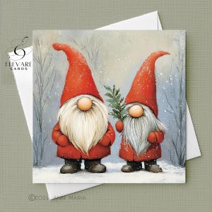 Christmas Gnome, Kids, Adults Merry Christmas Card, Traditional Christmas Card, Mum, Sister, Nan, Niece, Personalised Card 6x6 8x8,6 5x5