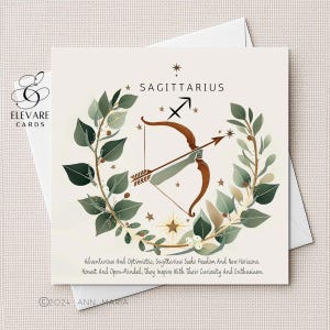 Segno zodiacale Sagittario, oroscopo e poesia, cartolina/poster/22 novembre, 21 dicembre/15x15 cm, carta lucida deluxe di qualità, 420 g/m².