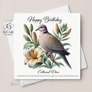 Colombe à collier, oiseau de la paix | d'oiseau coloré de région boisée britannique d'aquarelle | Affiche imprimée | Verset | 6 x 6 8 x 8 brillant de qualité de luxe